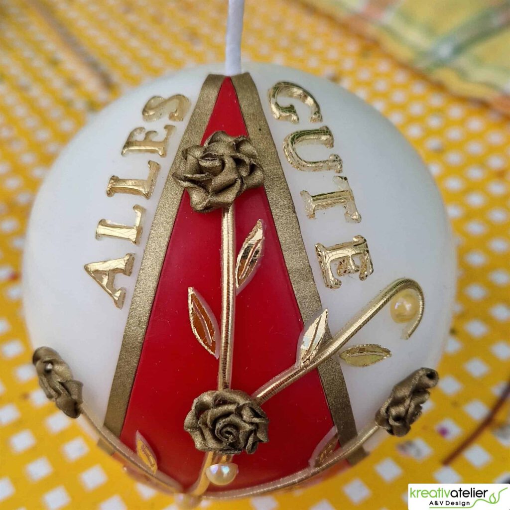 SK014 Personalisierbare Kugelkerze Alles Gute Handgefertigte Kerze mit Blumen 14