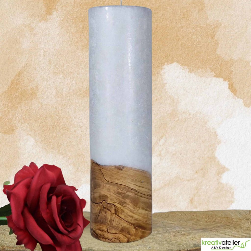 KHD70250 Holzkerze mit Docht 70x250 – Elegante Kerze aus Wachs und Holz fuer besondere Anlaesse 02