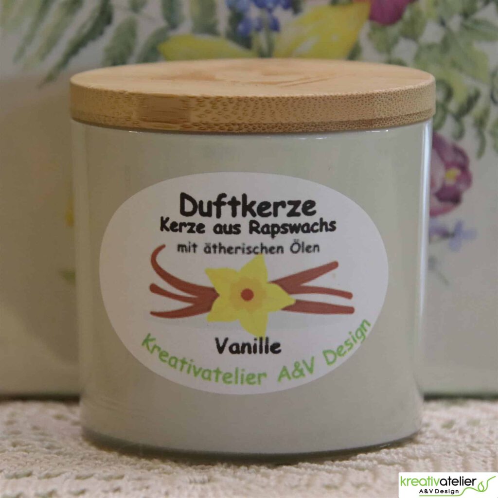 Duftkerze Vanille im Trendglas, elfenbeinfarben