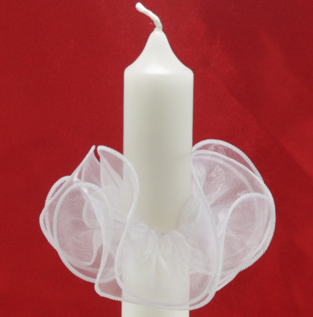Tropfenfänger weiß Organza rot