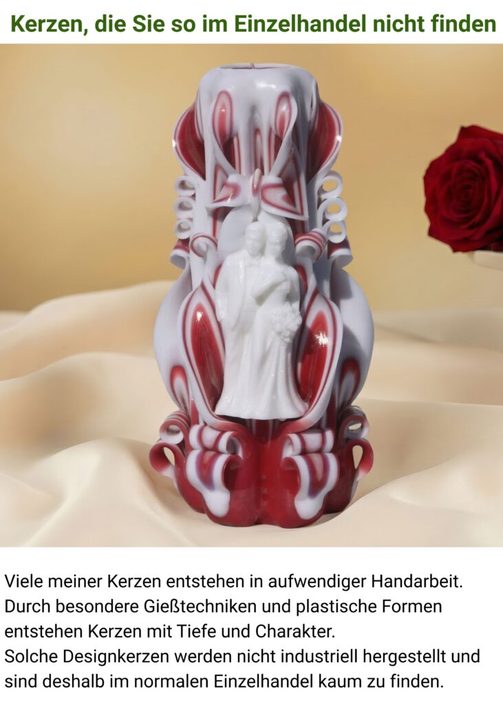 Start_neu Handgefertigte Designkerze aus Wachs mit plastischer Struktur