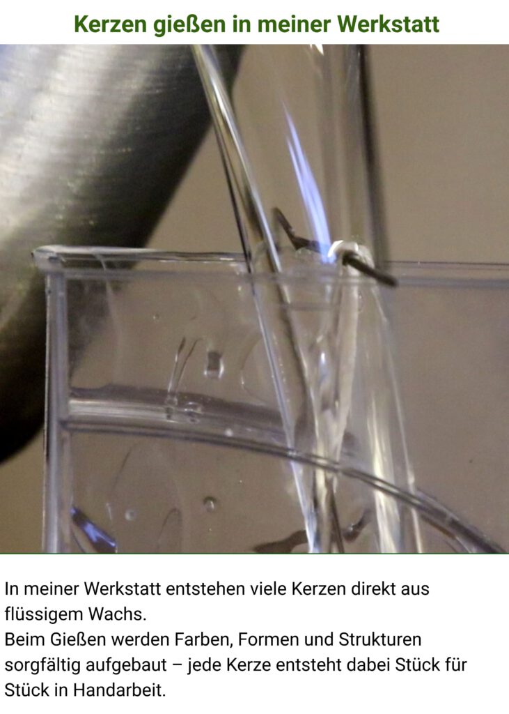 Start_neu Kerzen werden in der Werkstatt aus flüssigem Wachs gegossen