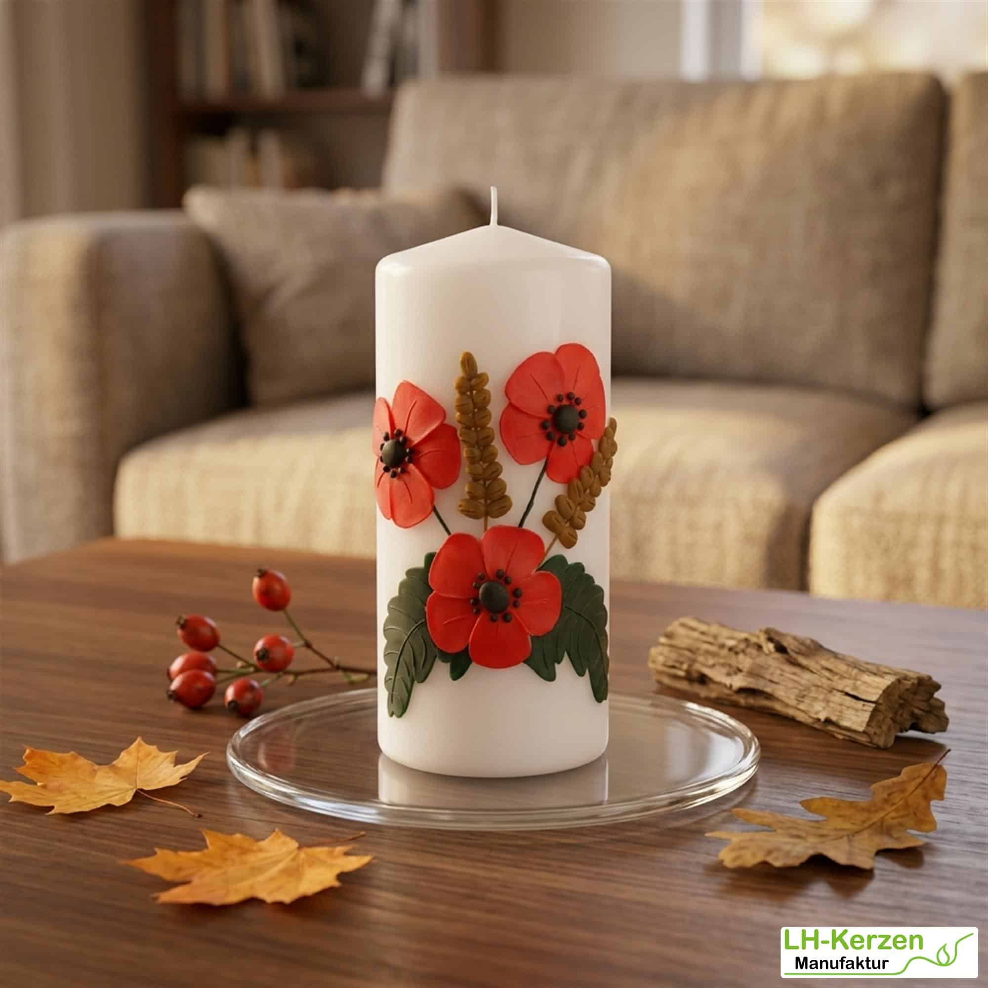 Leuchtende Herbstdeko mit Klatschmohn und Ähren – personalisierbar, liebevoll von Hand gestaltet