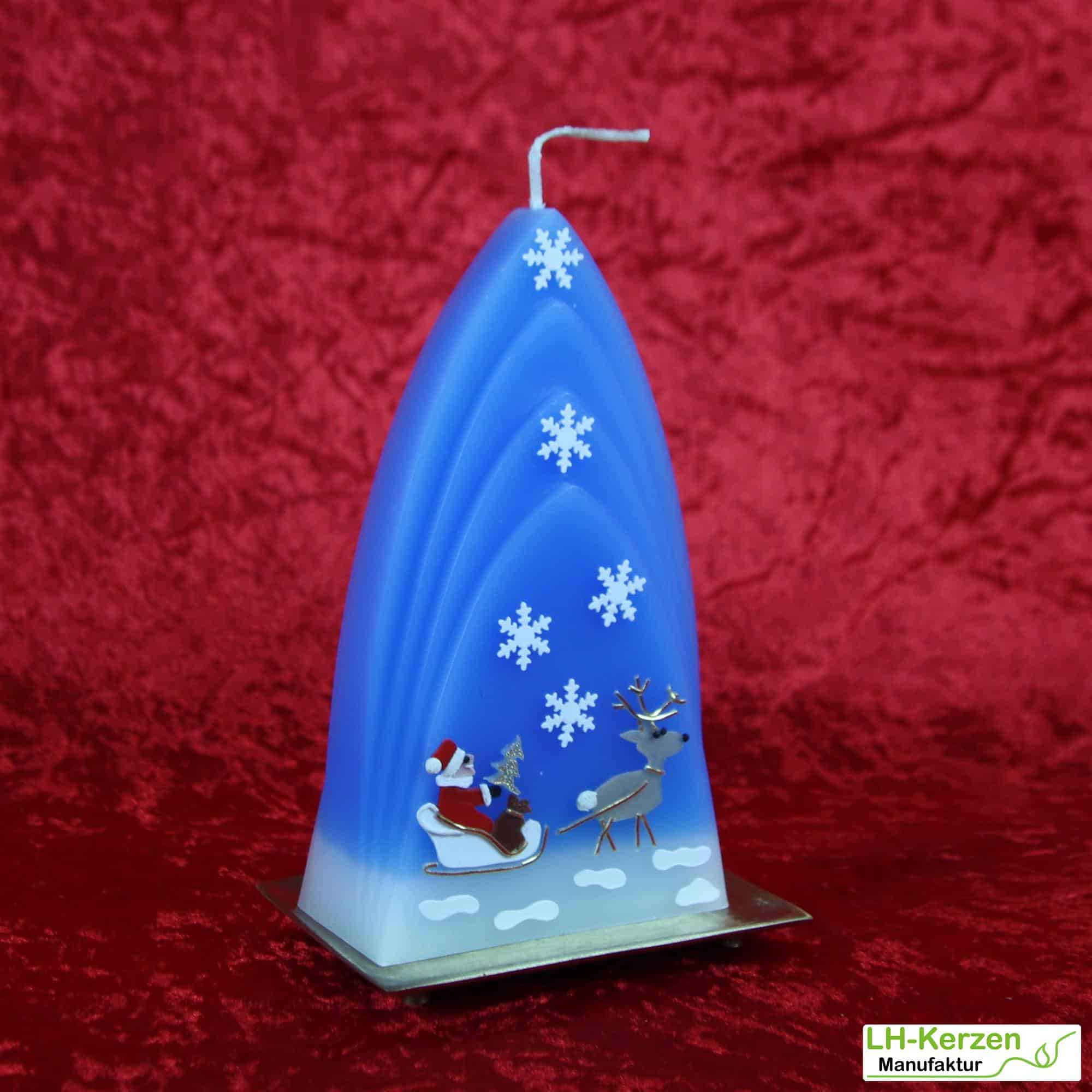 Weihnachtskerze personalisierbar – Kuppelmotiv-Kerze mit Rentier, handgegossen, ideales Geschenk
