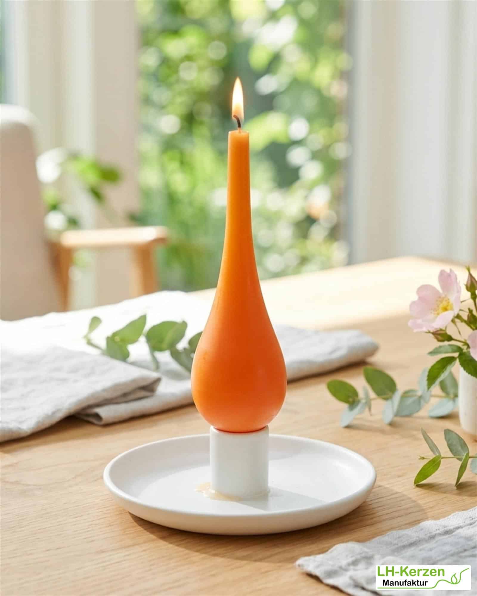Orange Tropfenkerze – Herbstdeko & warme Lichtakzente